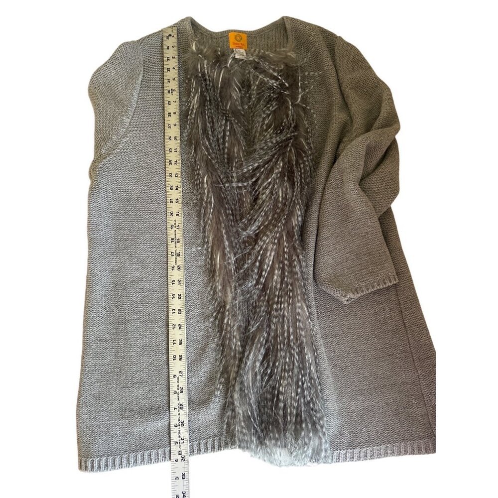 Ruby Road, Gray Metallic Open Front Faux Animal F… - image 8